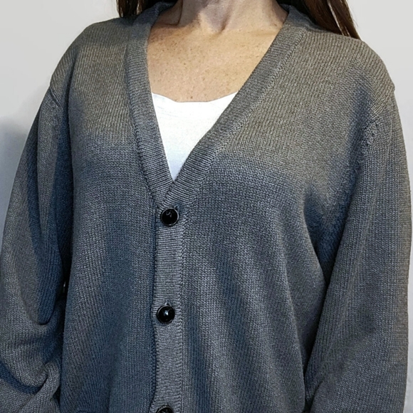 L.L. Bean Gray Grandpa V-Neck Cardigan Sweater size Large - Picture 14 of 16